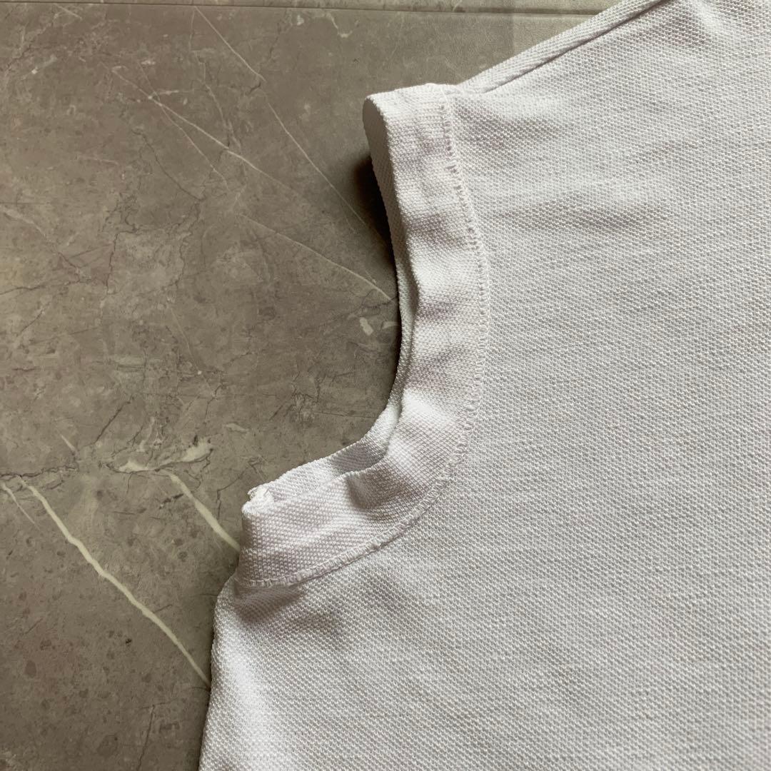 45R カノコのMキャミポロ ワイドポロ　ホワイト　R 刺繍　45rpm