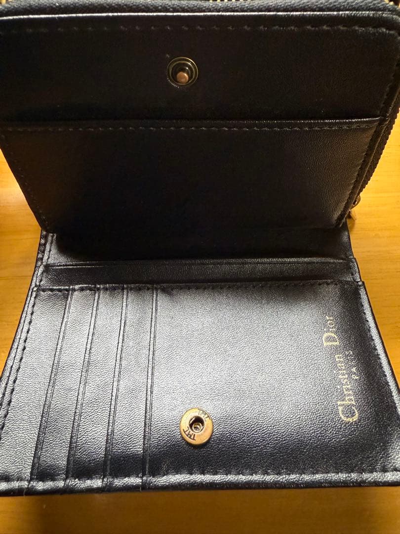 Christian Dior 二つ折り財布 ネイビー/ベージュ
