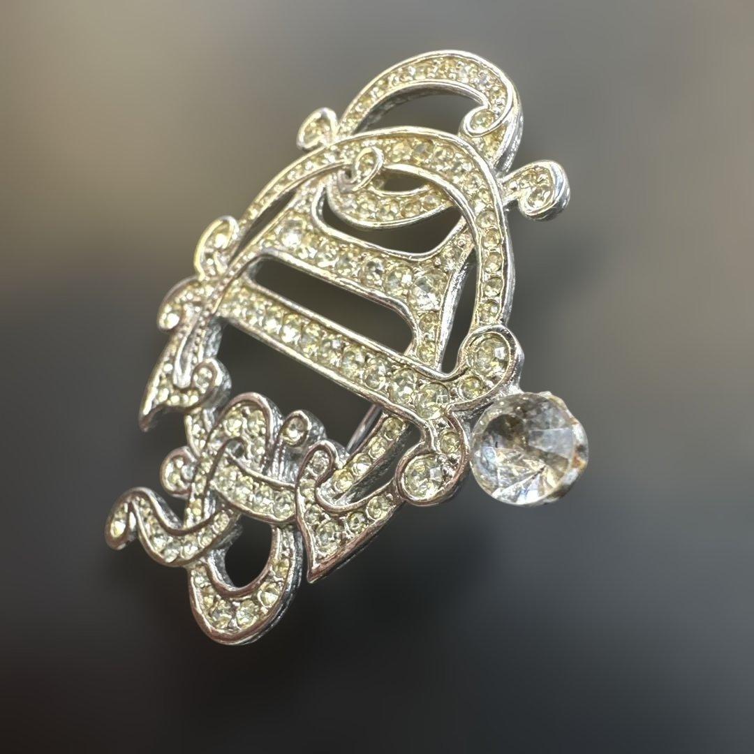 【vintage】ディオール　ラインストーン　エンブレム　ロゴブローチ