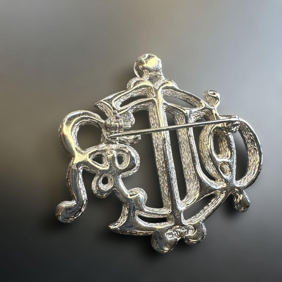 【vintage】ディオール　ラインストーン　エンブレム　ロゴブローチ