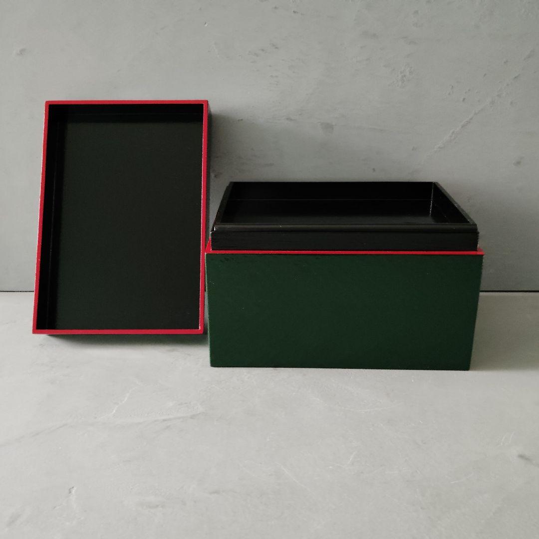 茶道具　利休茶箱　新一閑　綸子　漆塗　青漆(緑)　和の心