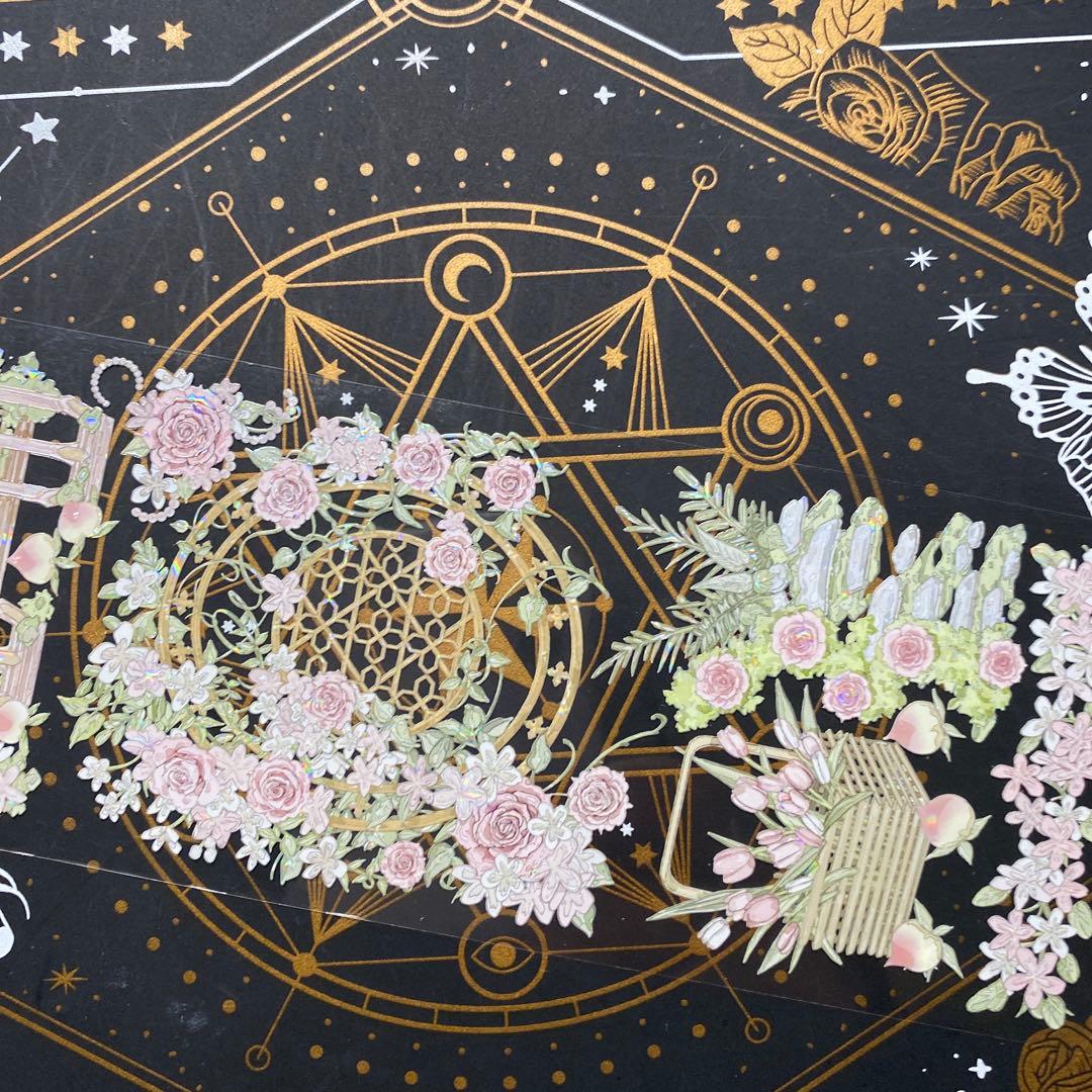 【9205】海外　マステ　中古巻　貝殻光マスキングテープガーデン　お花　残量多め