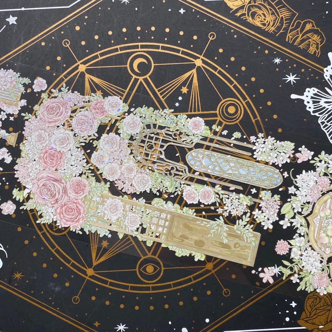 【9205】海外　マステ　中古巻　貝殻光マスキングテープガーデン　お花　残量多め