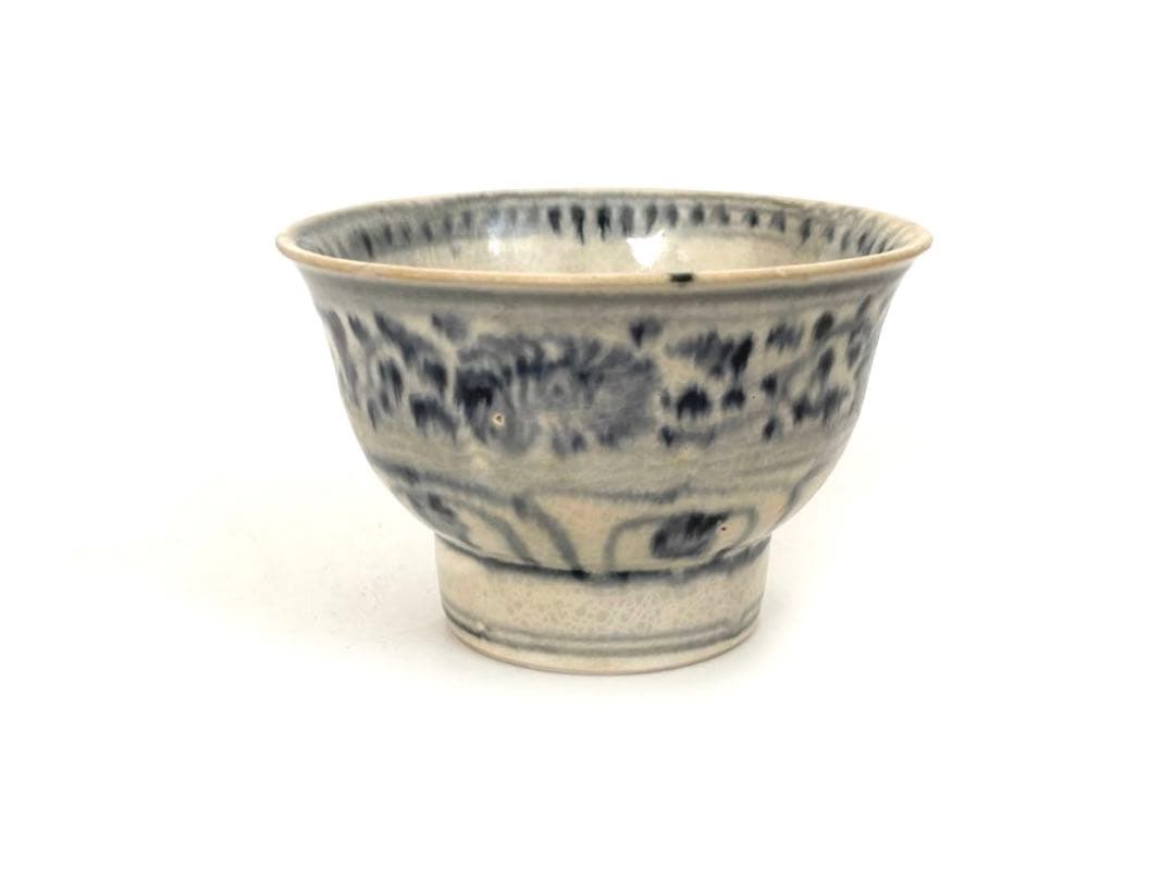 骨董　アンティーク　安南　絞手　茶碗　ベトナム古陶磁　蜻蛉手茶碗