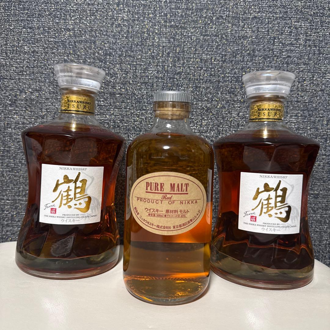 ニッカウヰスキー 鶴700ml 2本セット ピァアモルトレッド　1本お付けして