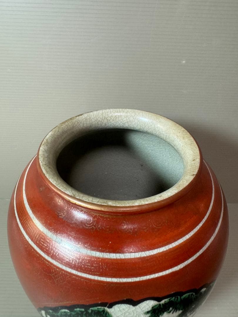 2858 九谷焼　山水人物文　花瓶