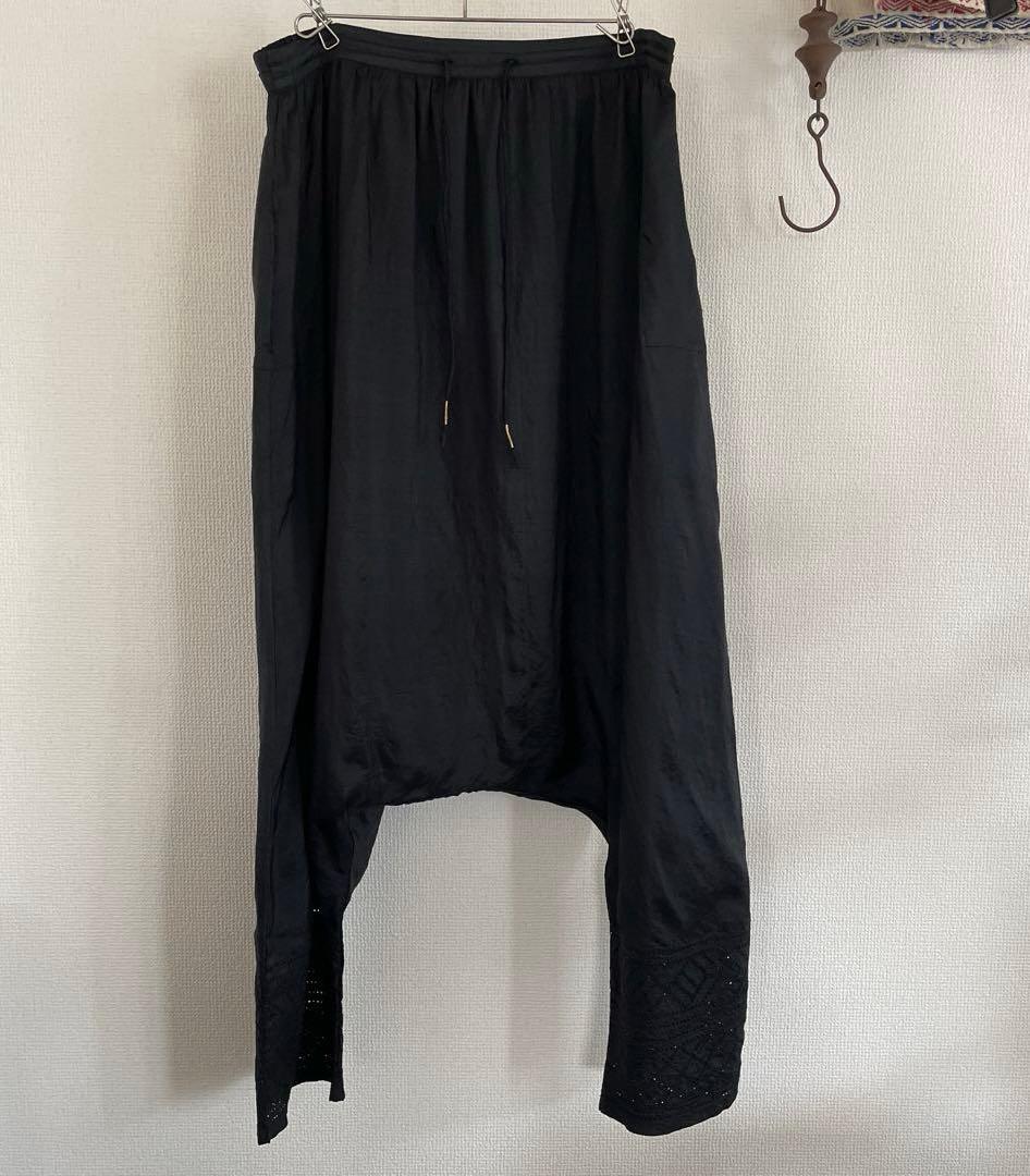 HOUSE OF LOTUS サルエルパンツ　裾刺繍　シルク100%