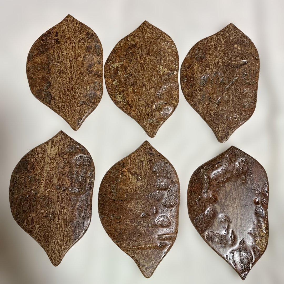 欅　樹皮葉型銘々皿　6枚セット