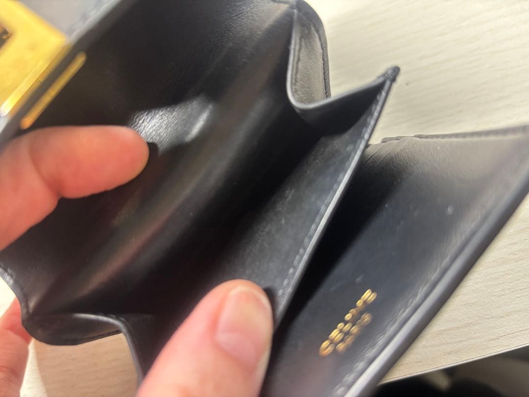 Celine 黒 レザー 三つ折り財布
