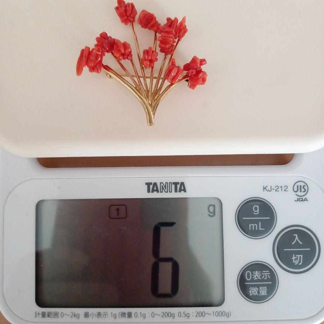 珊瑚・K18 ブローチ