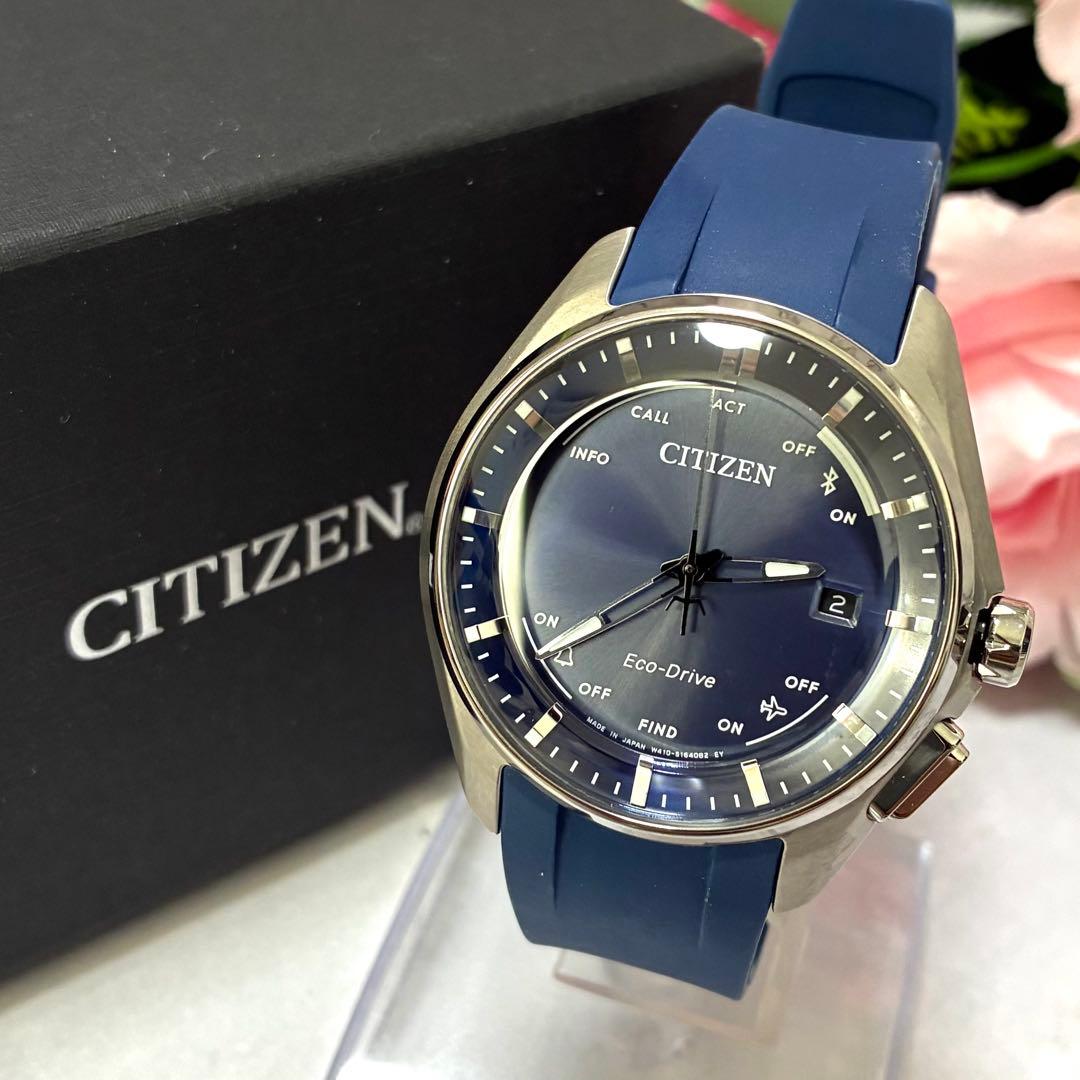 【美品】シチズン 腕時計 Bluetooth ソーラー W410 ネイビー