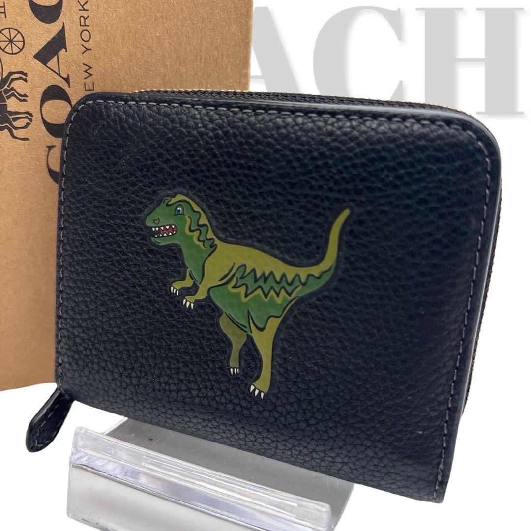 美品◎ YKK刻印あり◎ コーチ レキシー 折り財布 ラウンドジップ 黒 シボ革