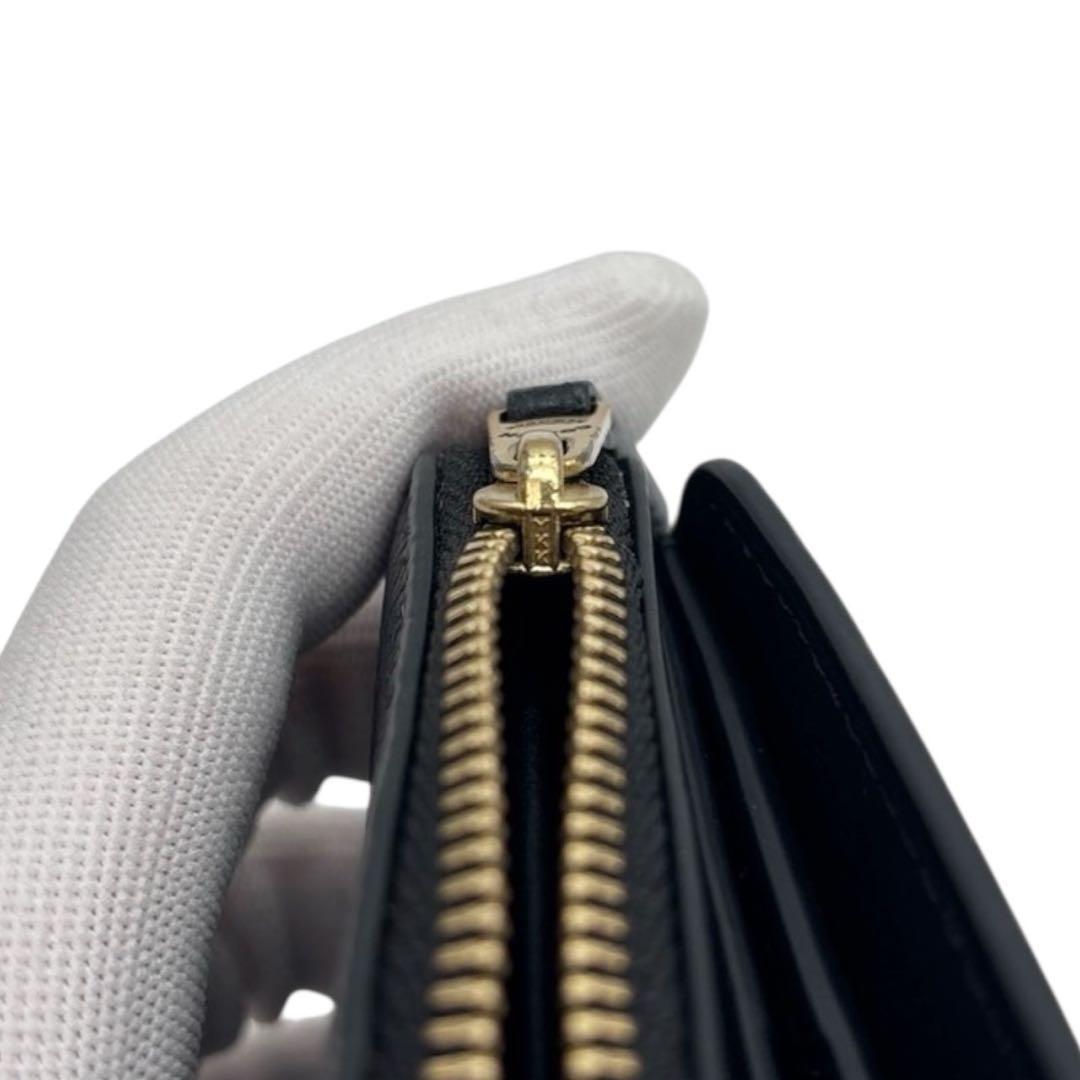 美品◎ YKK刻印あり◎ コーチ レキシー 折り財布 ラウンドジップ 黒 シボ革