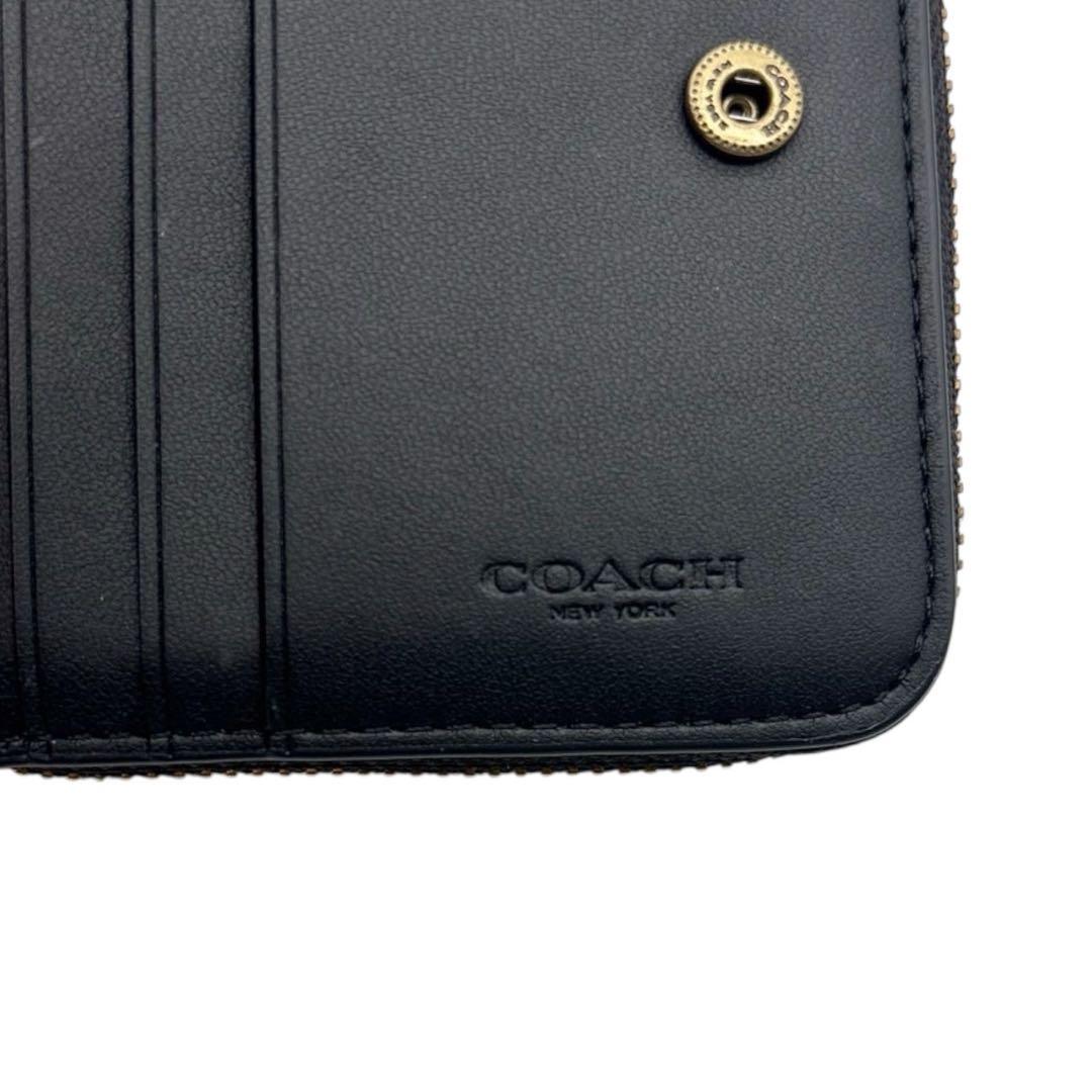 美品◎ YKK刻印あり◎ コーチ レキシー 折り財布 ラウンドジップ 黒 シボ革
