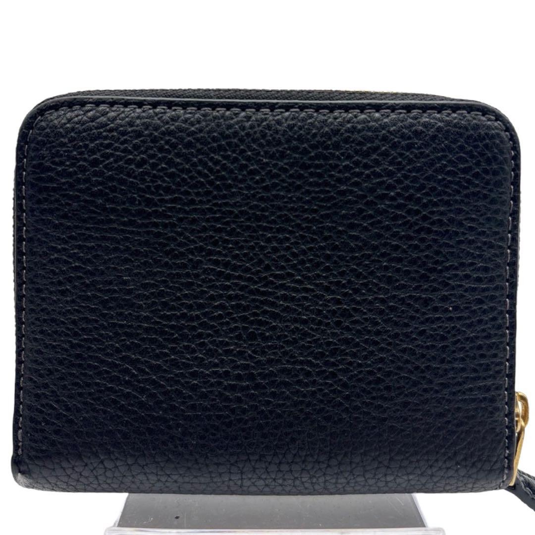 美品◎ YKK刻印あり◎ コーチ レキシー 折り財布 ラウンドジップ 黒 シボ革