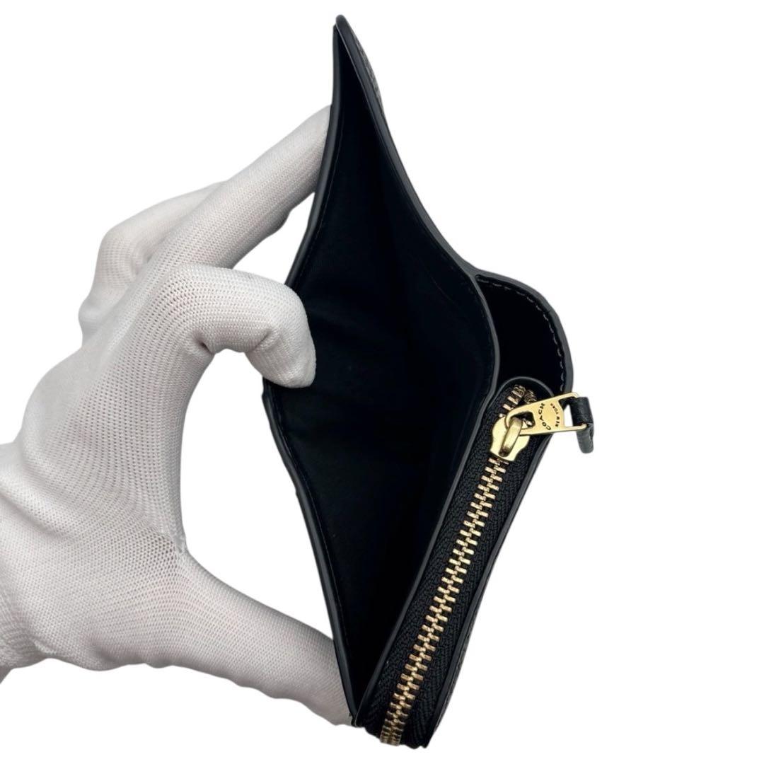 美品◎ YKK刻印あり◎ コーチ レキシー 折り財布 ラウンドジップ 黒 シボ革