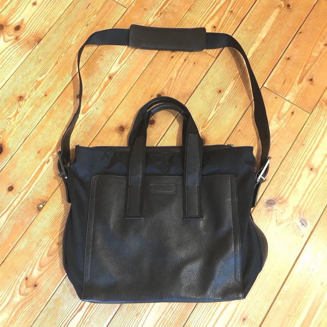 a.testoni ビジネスバッグ　バック　ショルダーバック　黒　レザー