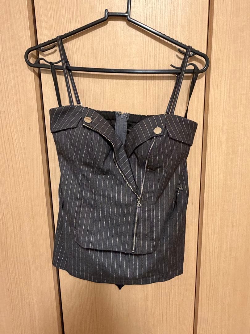 ROBE de FLEURS Glossy ストライプタイトドレス