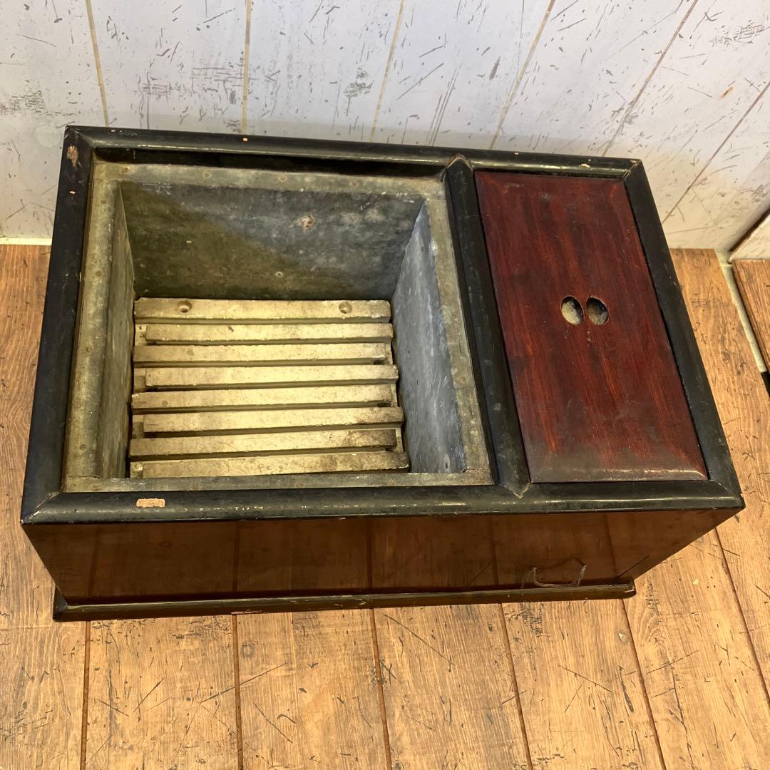 昭和レトロ 木製 火鉢 長火鉢 箱火鉢 囲炉裏 骨董 古道具 古民具 ビンテージ