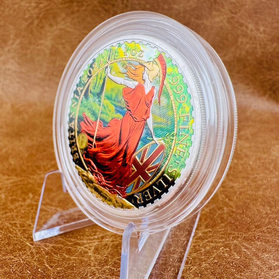 世界100枚限定 イギリス ブリタニア 銀貨 カラー 女神と自然の調和：春の森