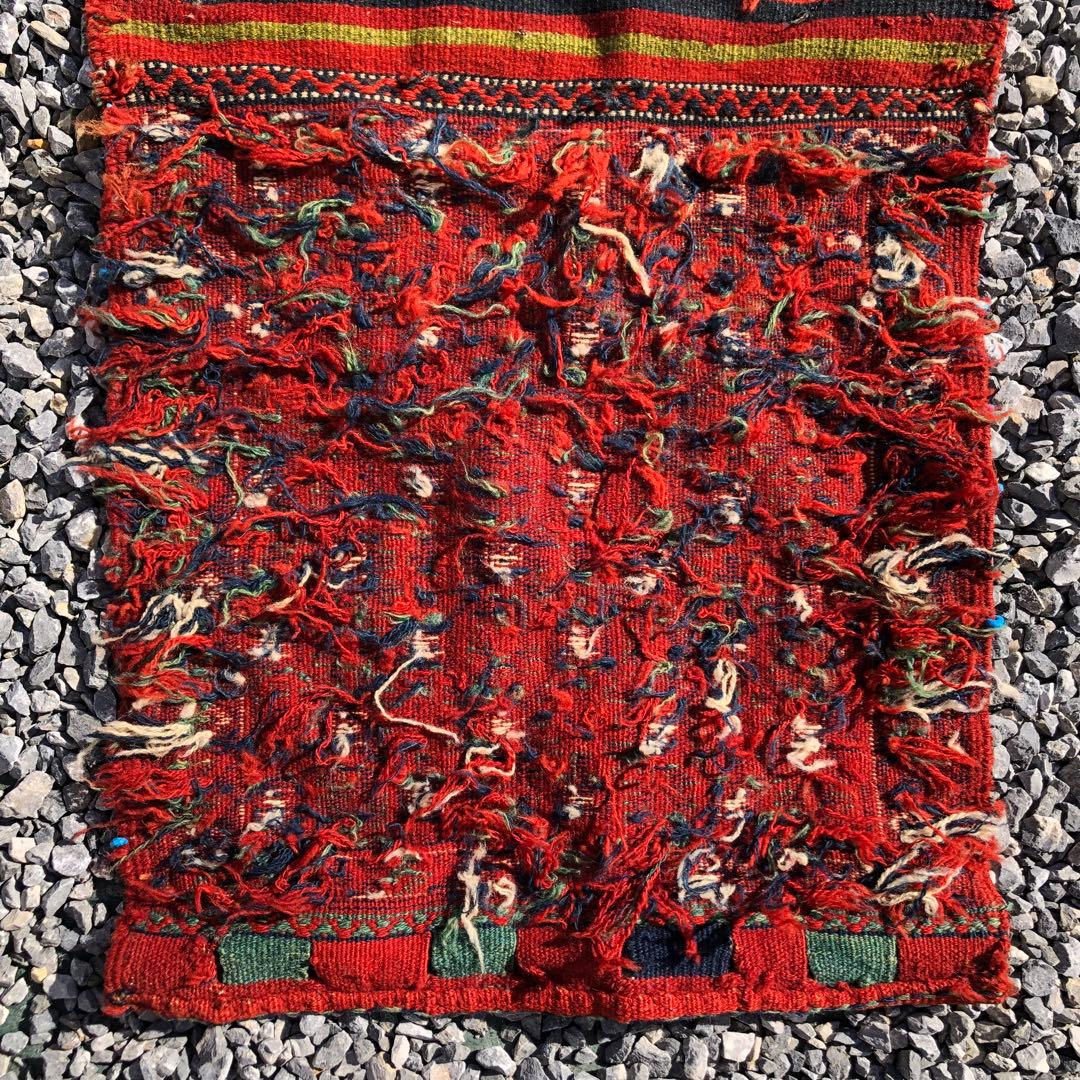 アンティーク クルド系 スマック織 鞍掛袋を開いたランナー 手織りトライバルラグ