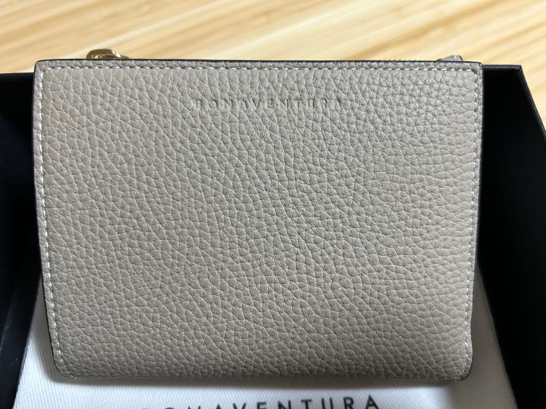 【美品】BONAVENTURA 二つ折り　ウォレット　グレージュ×ベイビーピンク