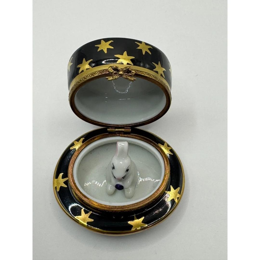 希少 リモージュボックス シルクハット ウサギ LIMOGES