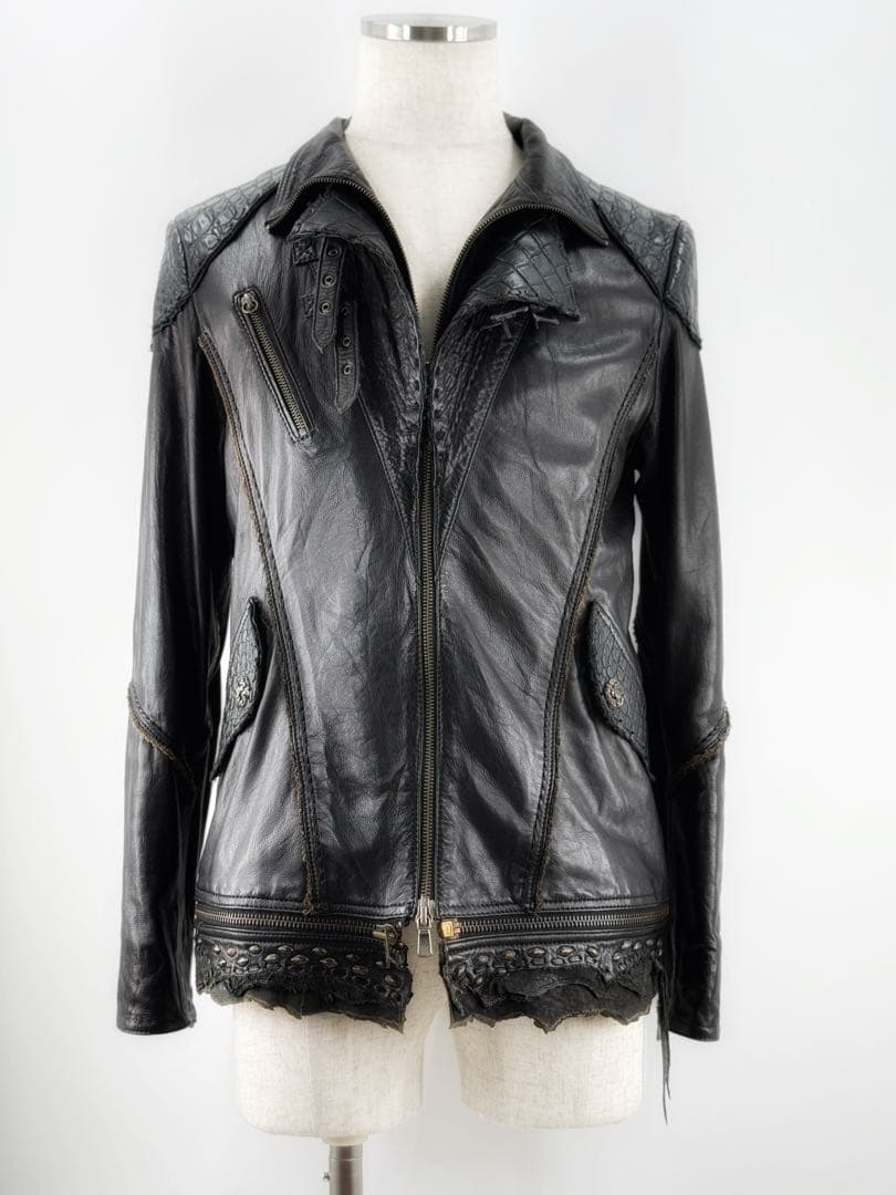 【特注品】14thaddiction レザージャケット クロコダイル調 革ジャン