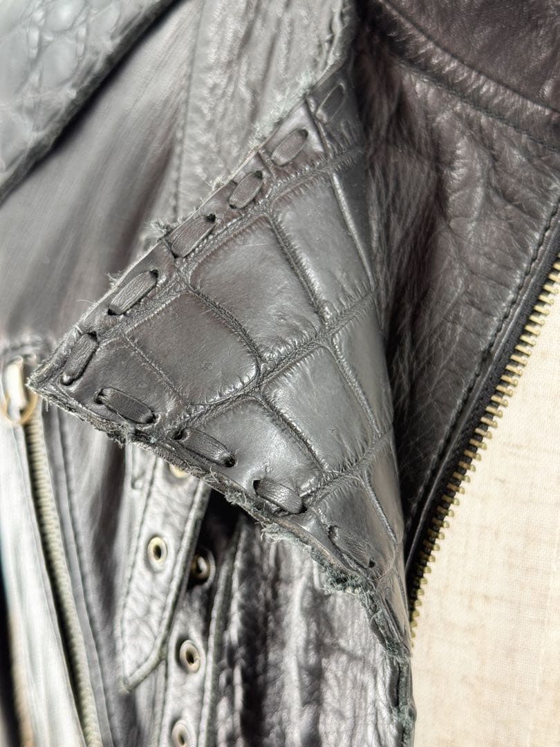 【特注品】14thaddiction レザージャケット クロコダイル調 革ジャン