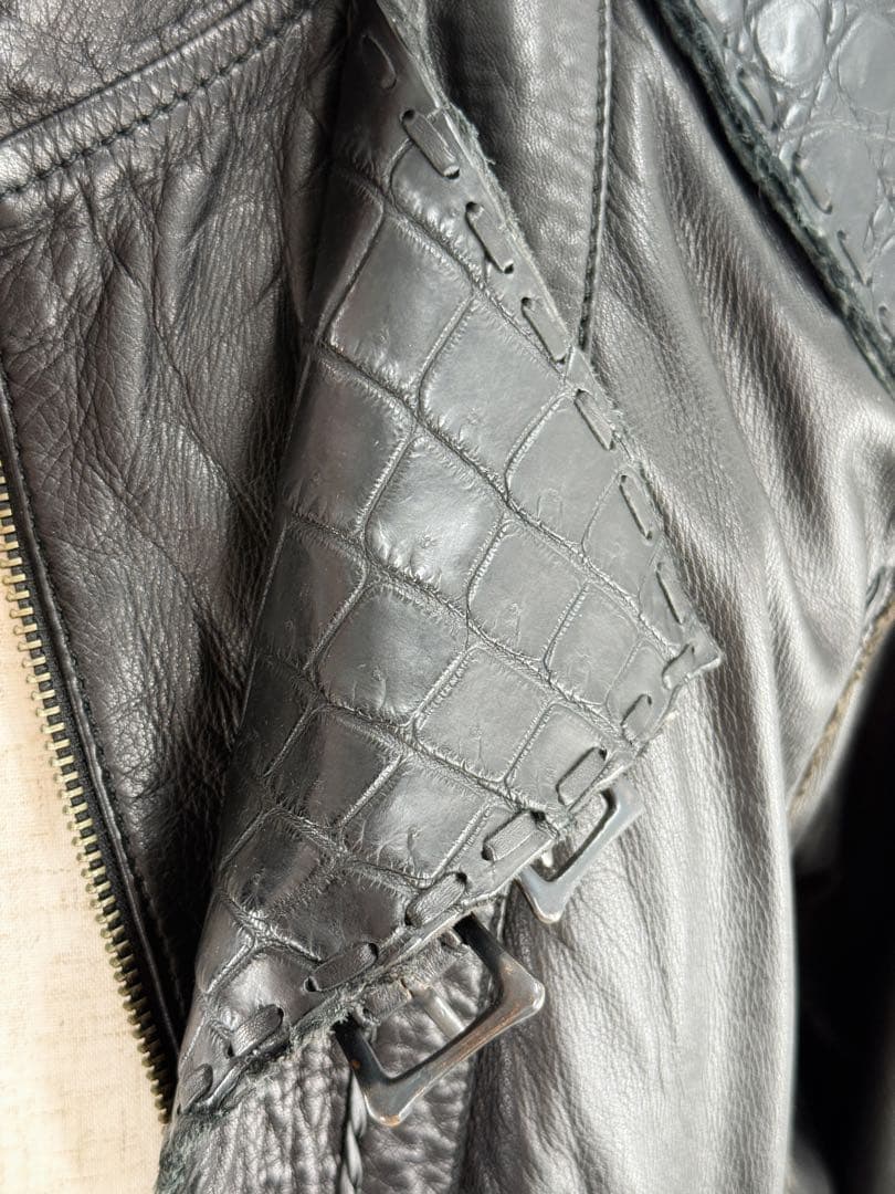 【特注品】14thaddiction レザージャケット クロコダイル調 革ジャン