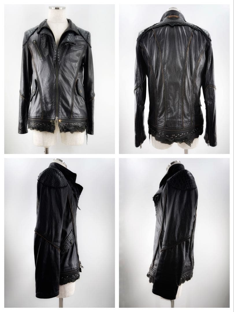 【特注品】14thaddiction レザージャケット クロコダイル調 革ジャン