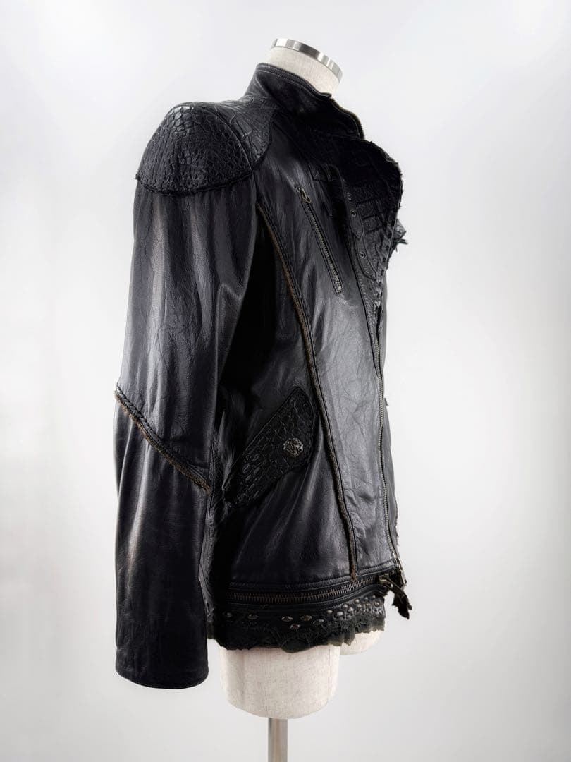 【特注品】14thaddiction レザージャケット クロコダイル調 革ジャン
