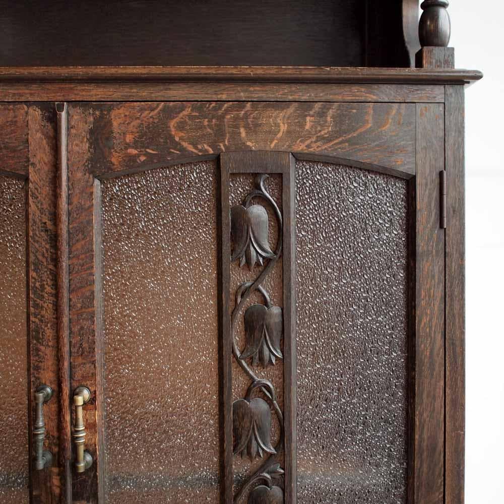 昭和レトロ 落ち着いた木味のキャビネット ダイヤガラス ZR24225