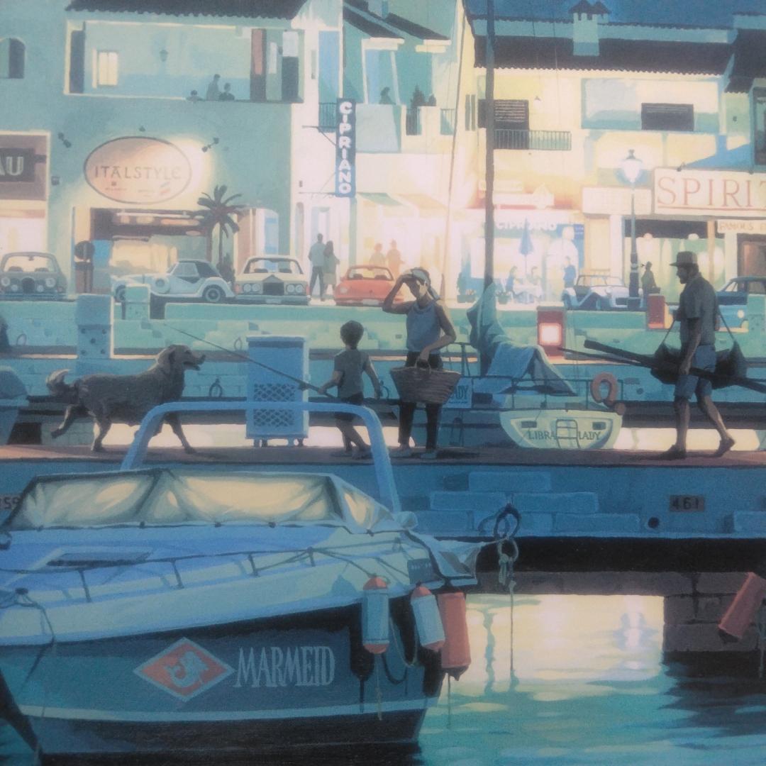 笹倉鉄平　プエルトバヌス　中古　大判額装アートポスター