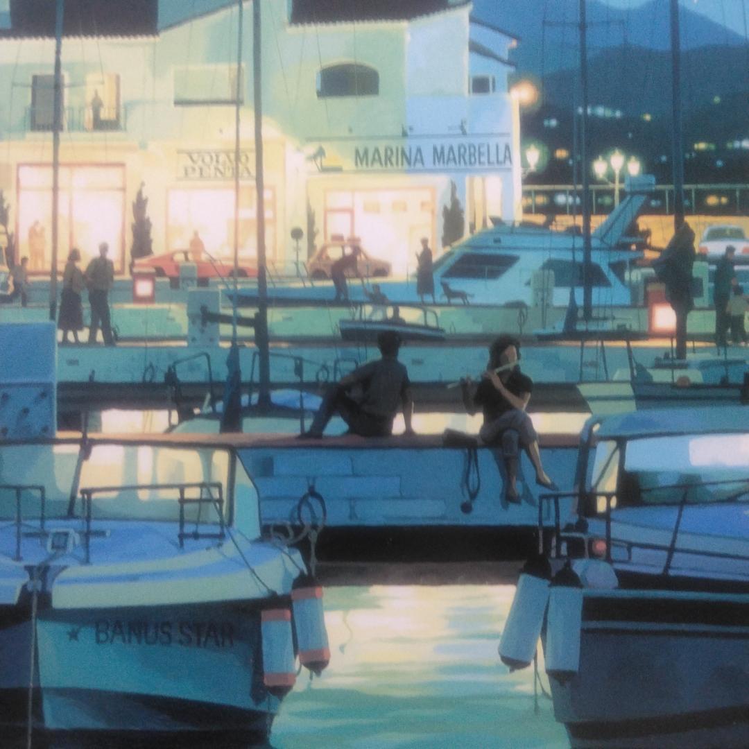 笹倉鉄平　プエルトバヌス　中古　大判額装アートポスター