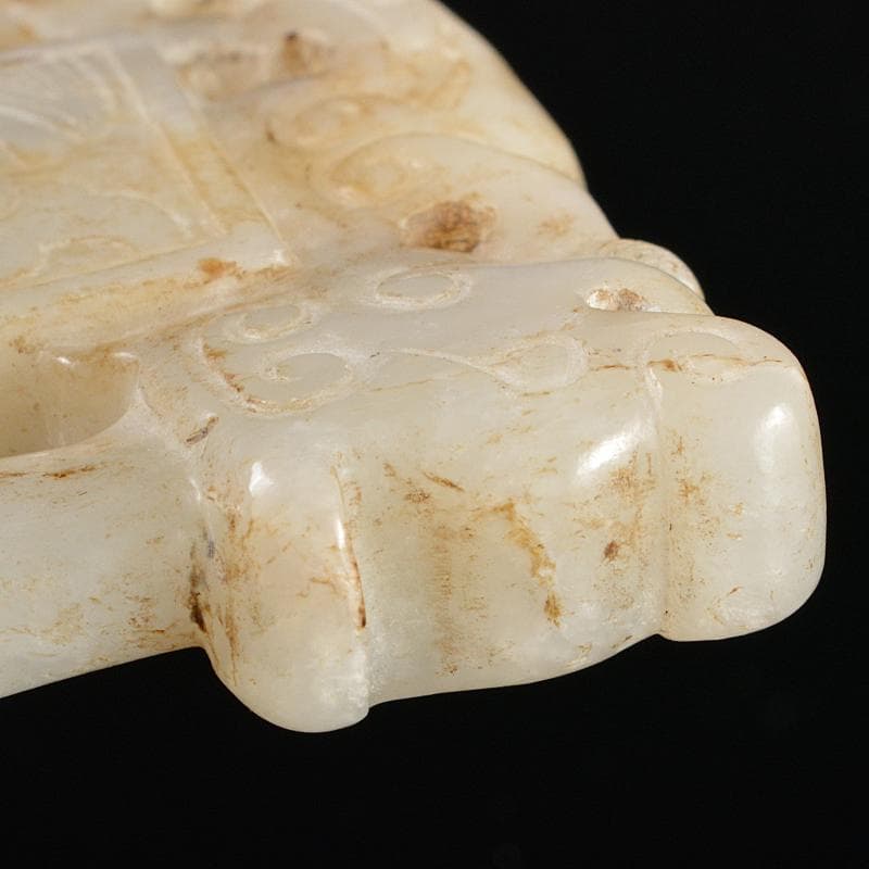 中国　玉石白玉彫刻　玉器　玉壁　玉飾　玉珮　M　R5484