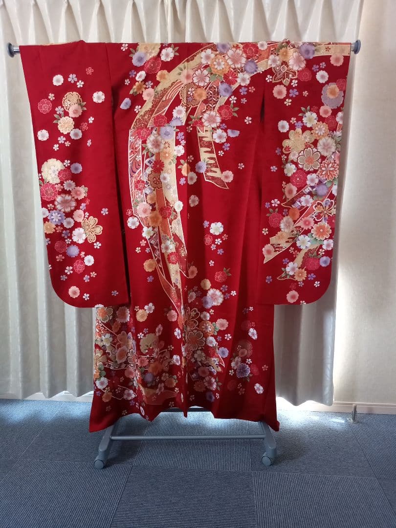 ★れもんざめ様★【京都きもの友禅】振袖赤＋着物帯