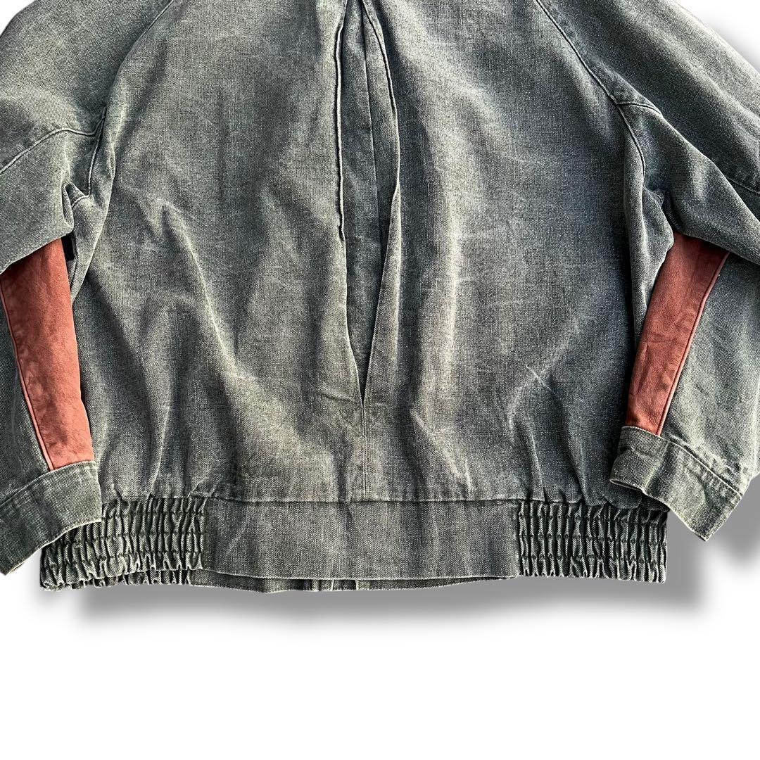 90’s vintage デニムブルゾン レザー切り替え ハリントンジャケット