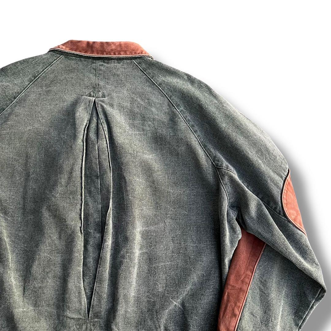 90’s vintage デニムブルゾン レザー切り替え ハリントンジャケット