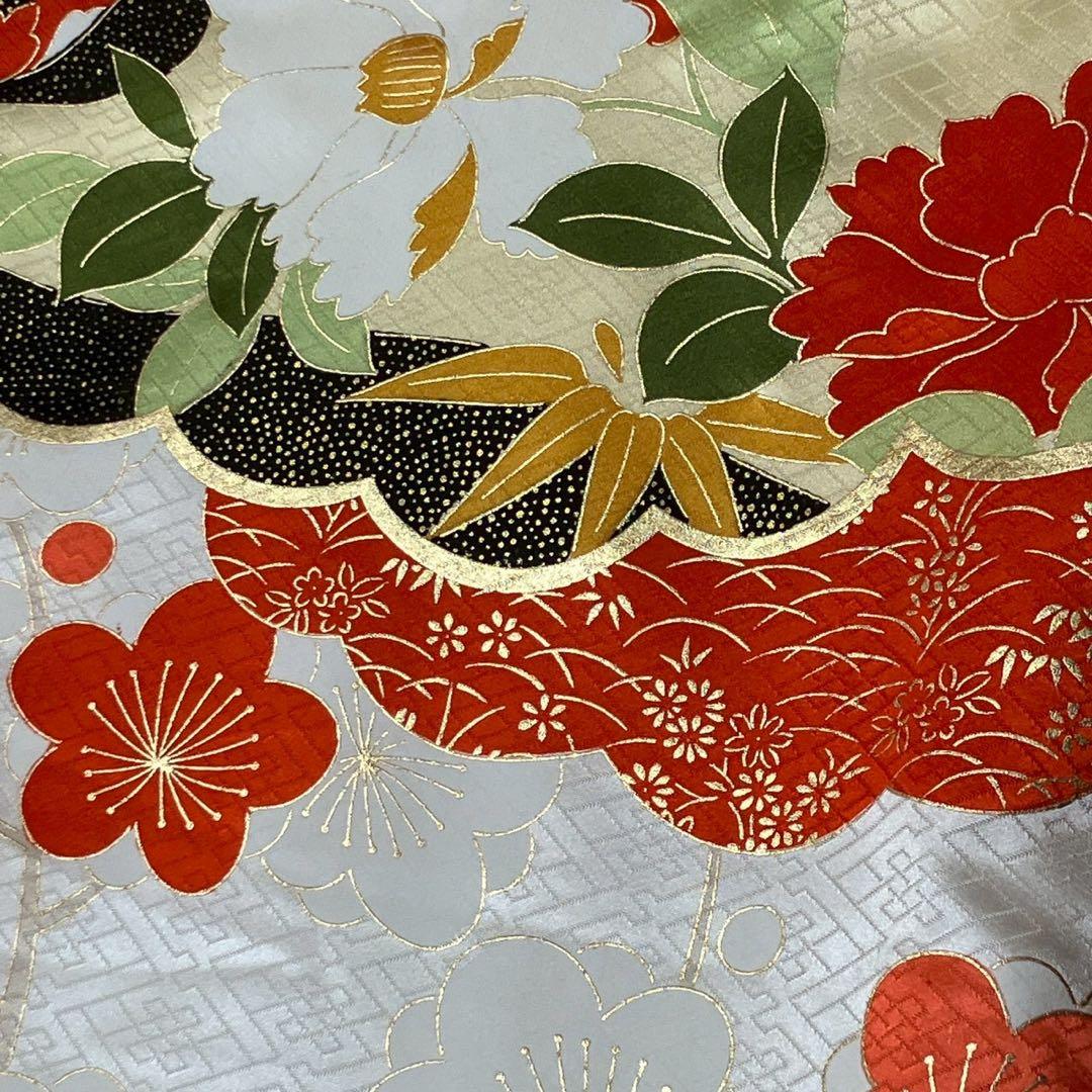 波乗りジョニー様［7180］振袖 草花文 駒刺繍 成人式 卒業式 正絹 着物 袷