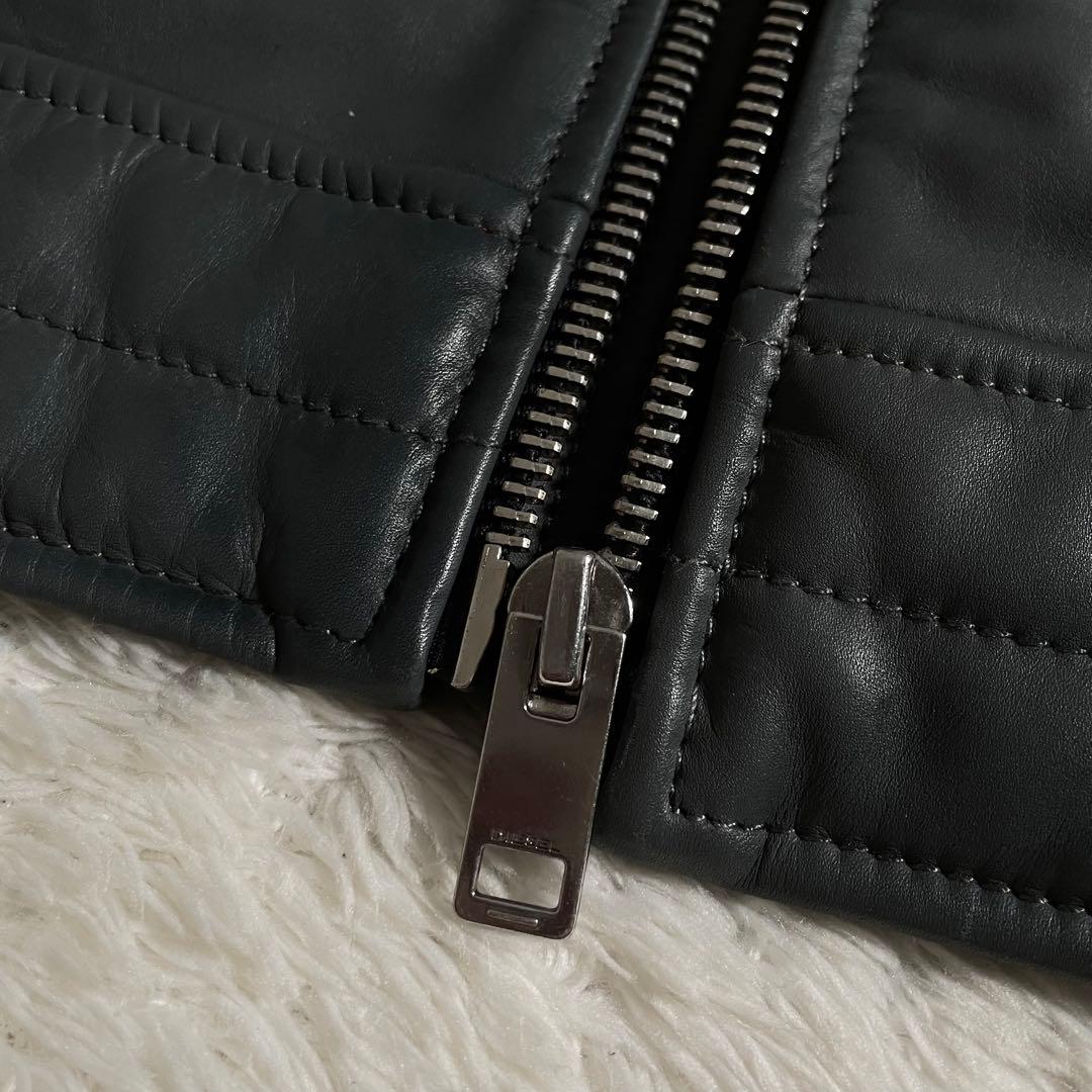 ディーゼル シングルライダースジャケット ヴィンテージ加工 パデット