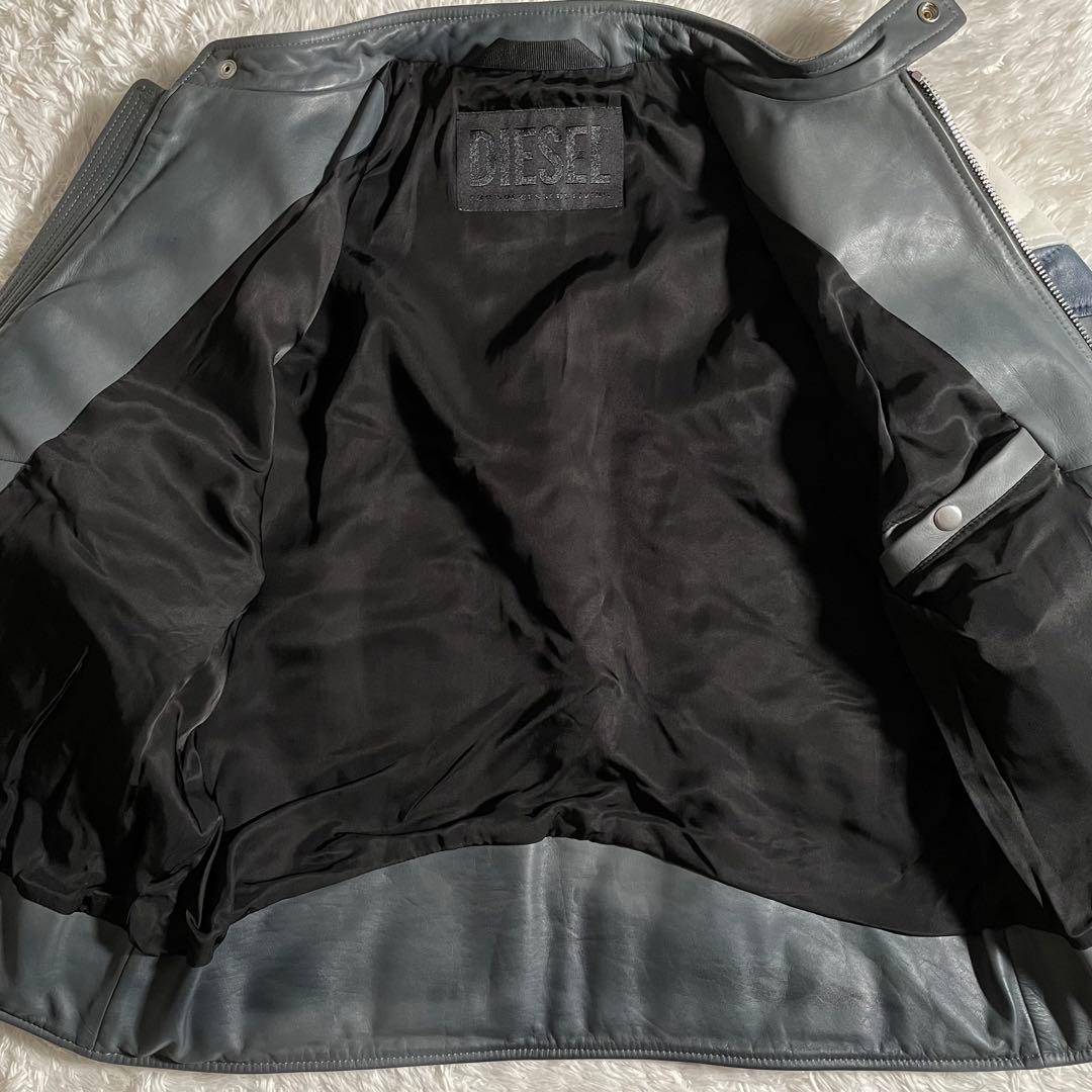 ディーゼル シングルライダースジャケット ヴィンテージ加工 パデット
