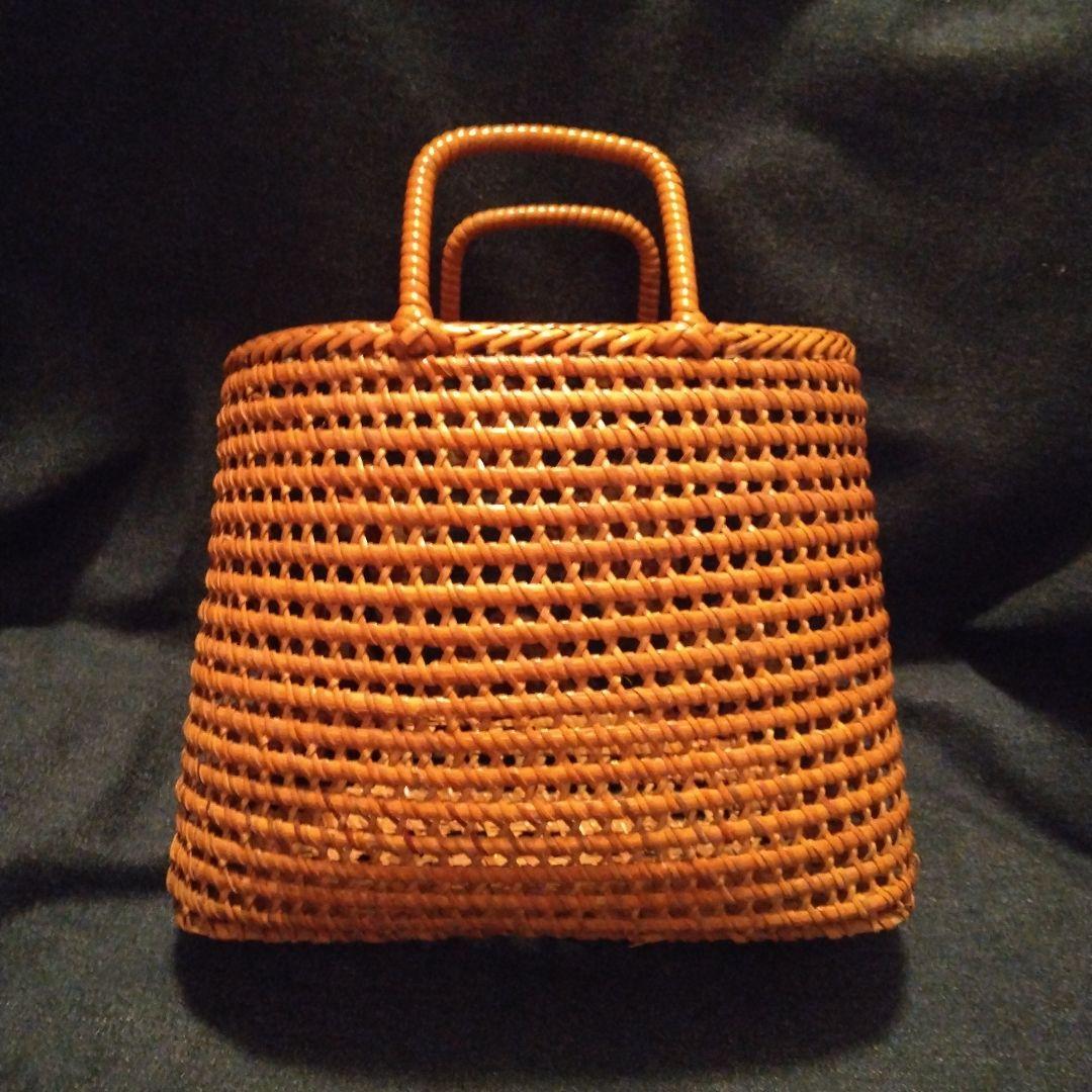 戦前の手提げバック　竹製？ 骨董　和更紗　中古品　アンティーク　着物