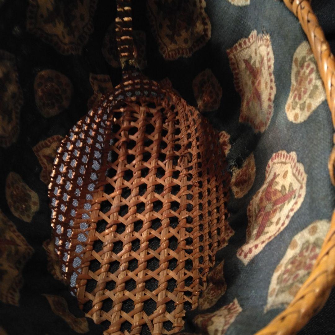 戦前の手提げバック　竹製？ 骨董　和更紗　中古品　アンティーク　着物