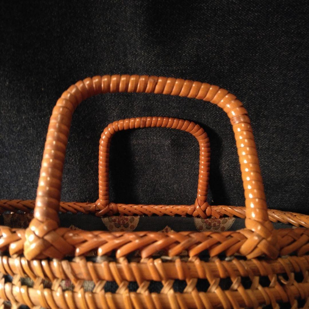 戦前の手提げバック　竹製？ 骨董　和更紗　中古品　アンティーク　着物