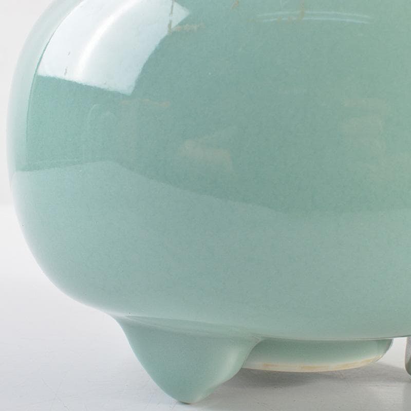 茶道具　板谷波山作　青磁　三足香爐　共布共箱　M　R6770