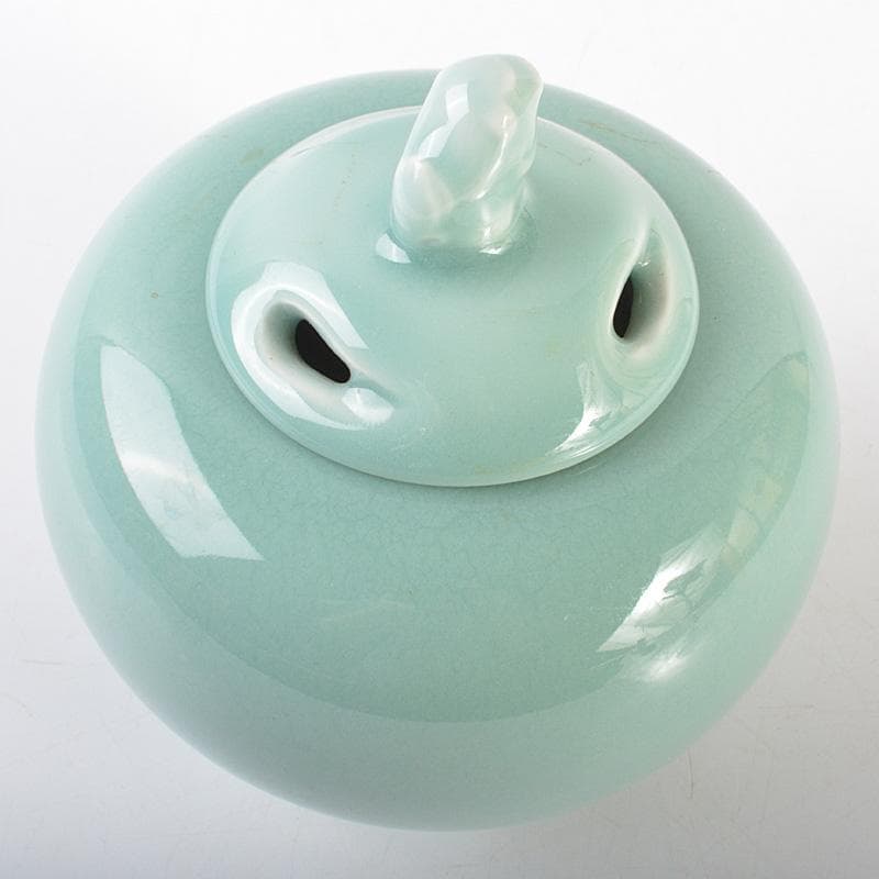 茶道具　板谷波山作　青磁　三足香爐　共布共箱　M　R6770