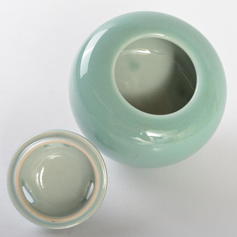 茶道具　板谷波山作　青磁　三足香爐　共布共箱　M　R6770