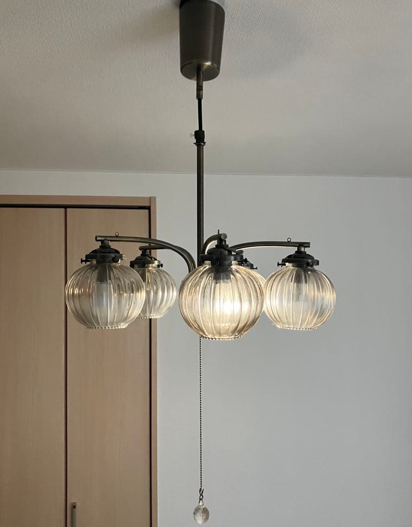 インターフォルム リプリ プリーツガラスのシーリングライト 5灯 アンティーク調