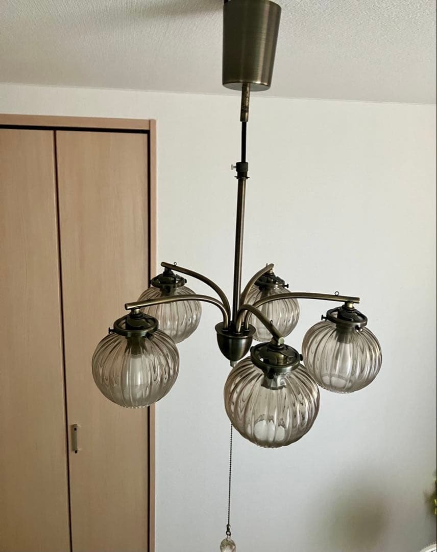 インターフォルム リプリ プリーツガラスのシーリングライト 5灯 アンティーク調